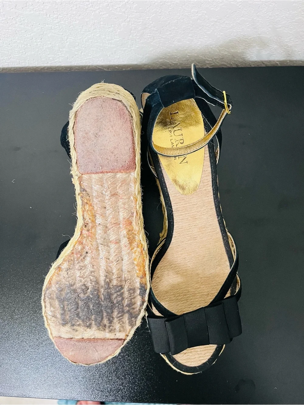 Ralph Lauren  Espadrille Wedge Sandals with Bow Accent , Size 9,5 .